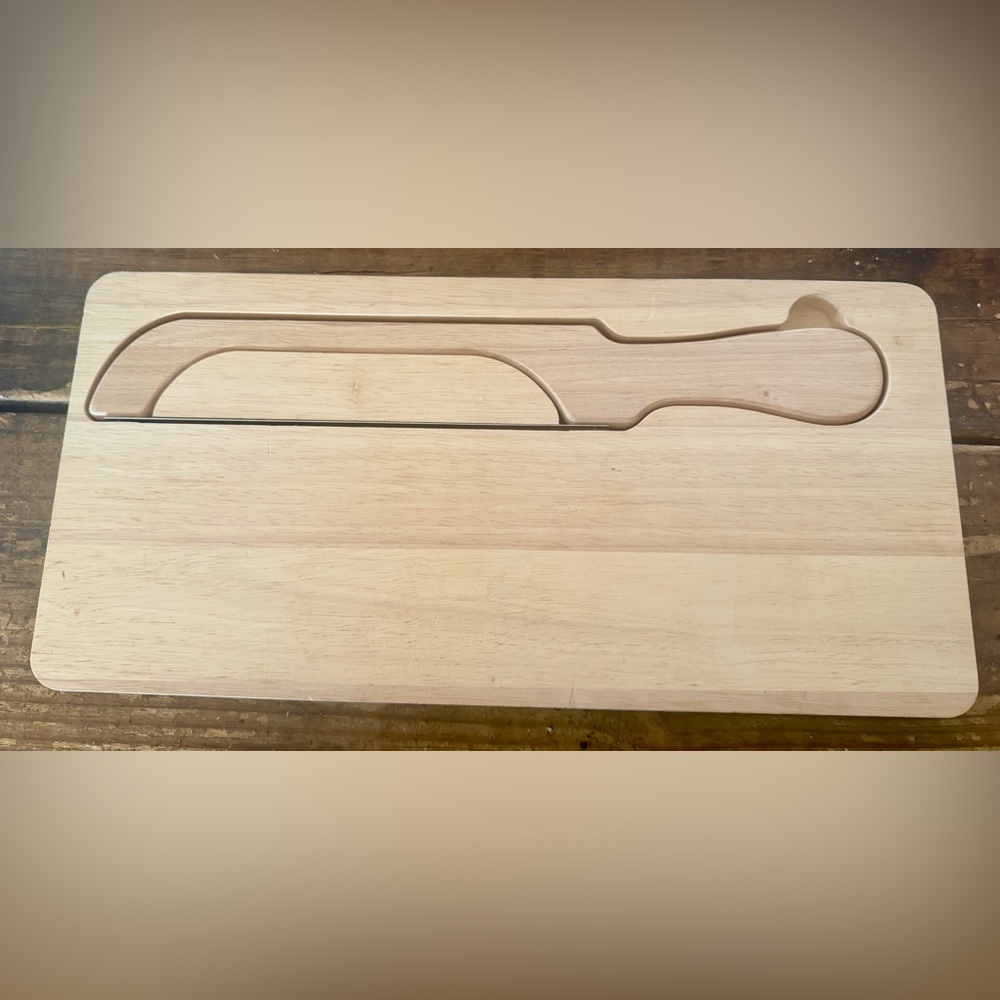 MELTAIL Wooden Cutting Board with Fiddle Bow Knife. Holding Slot!